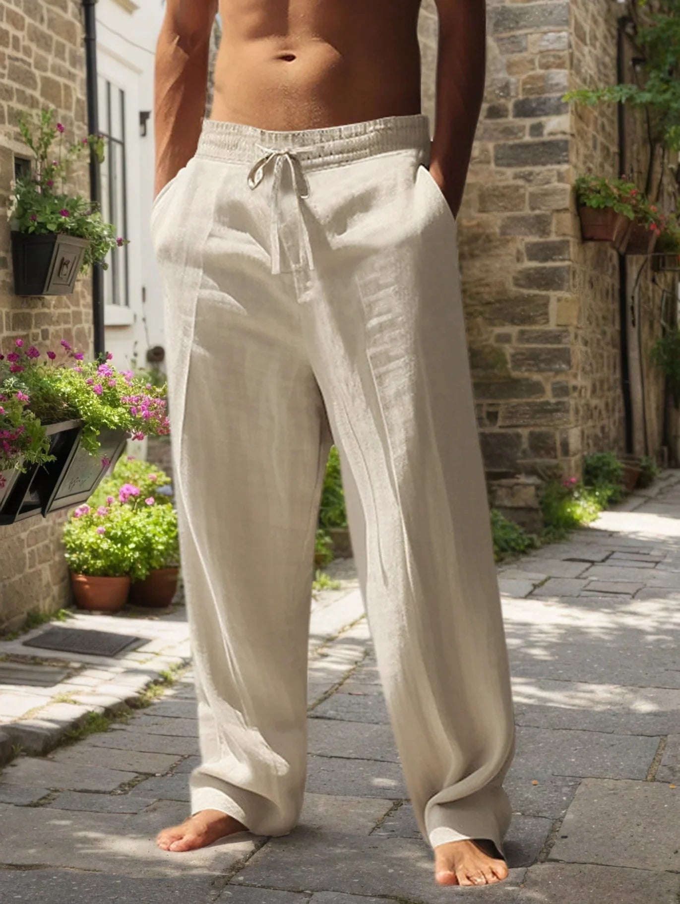 Hose aus Baumwoll-Leinen-Mix