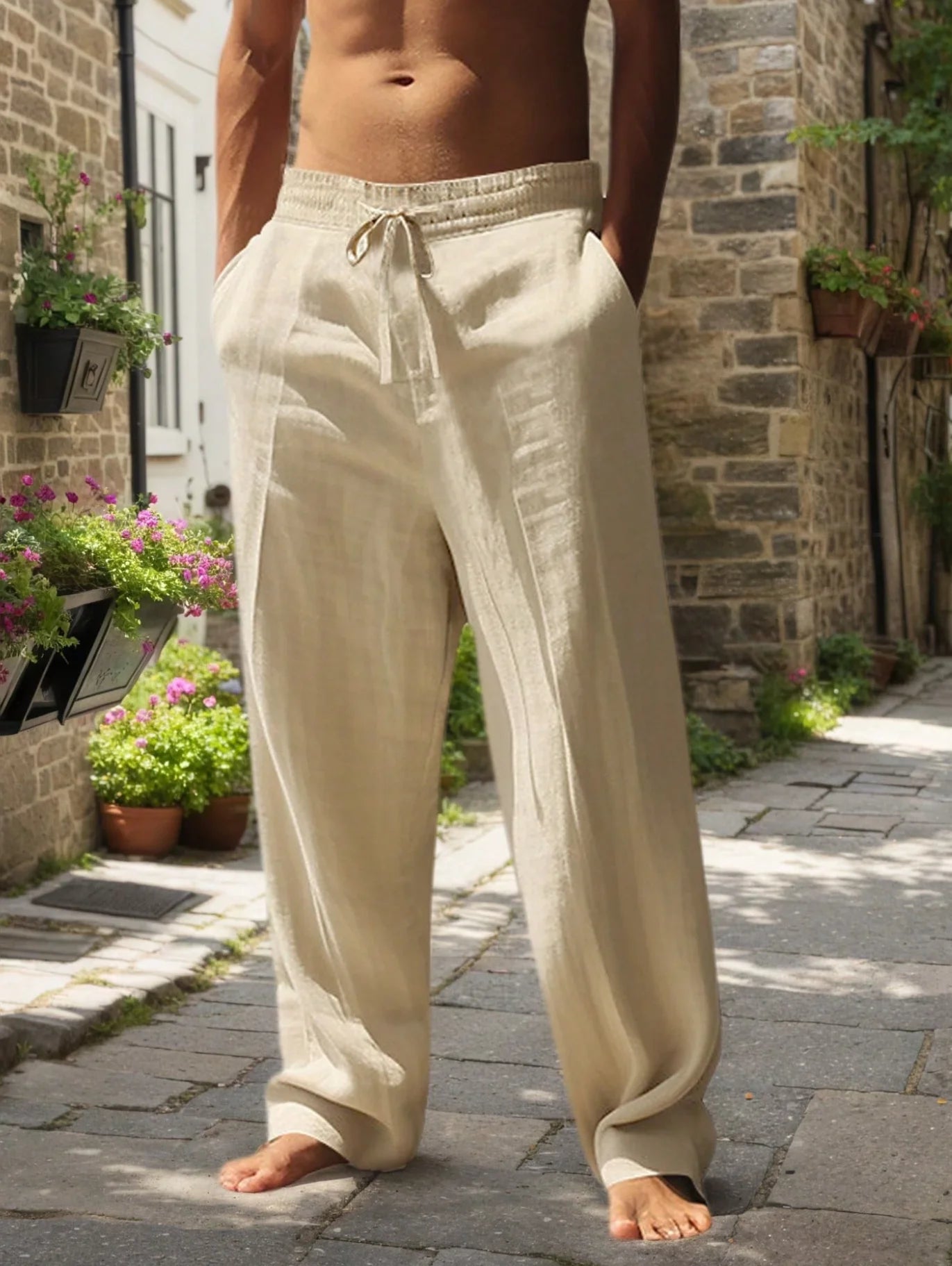 Hose aus Baumwoll-Leinen-Mix